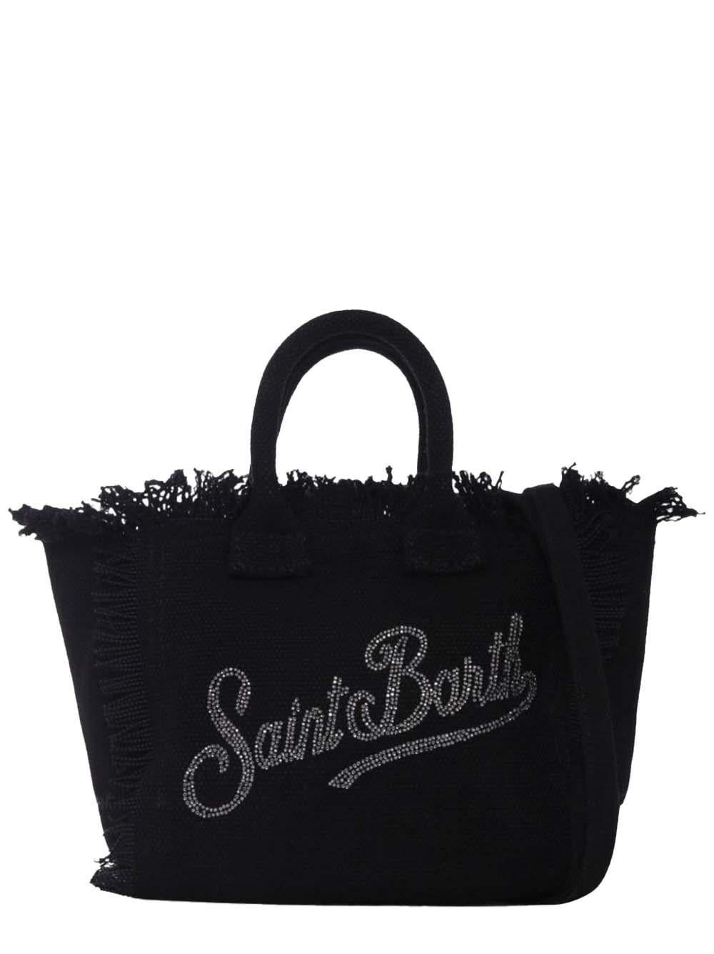 Borsa vanity mini nera logo strass