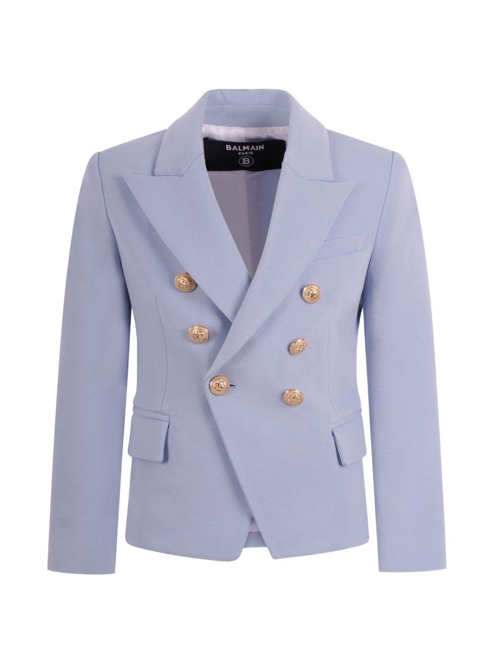 Blazer doppiopetto lavanda con bottoni dorati BY2A64J0371 652 BALMAIN KIDS 