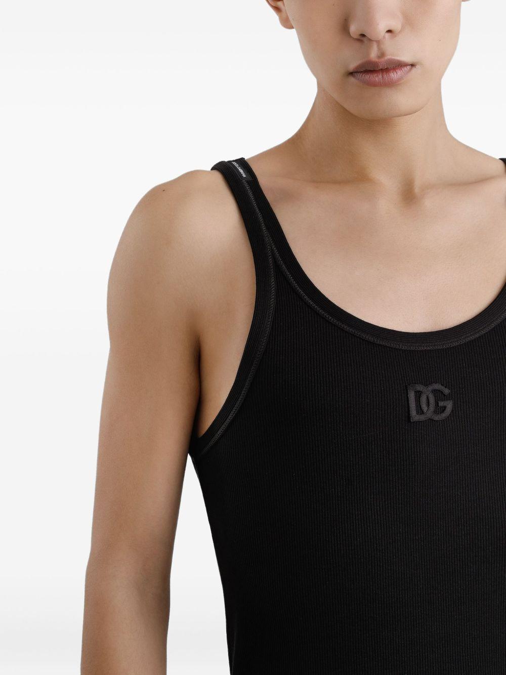 Canotta Dolce & Gabbana in Cotone Nera con Logo Ricamato G8PA8ZG7PGP N0000 DOLCE&GABBANA 