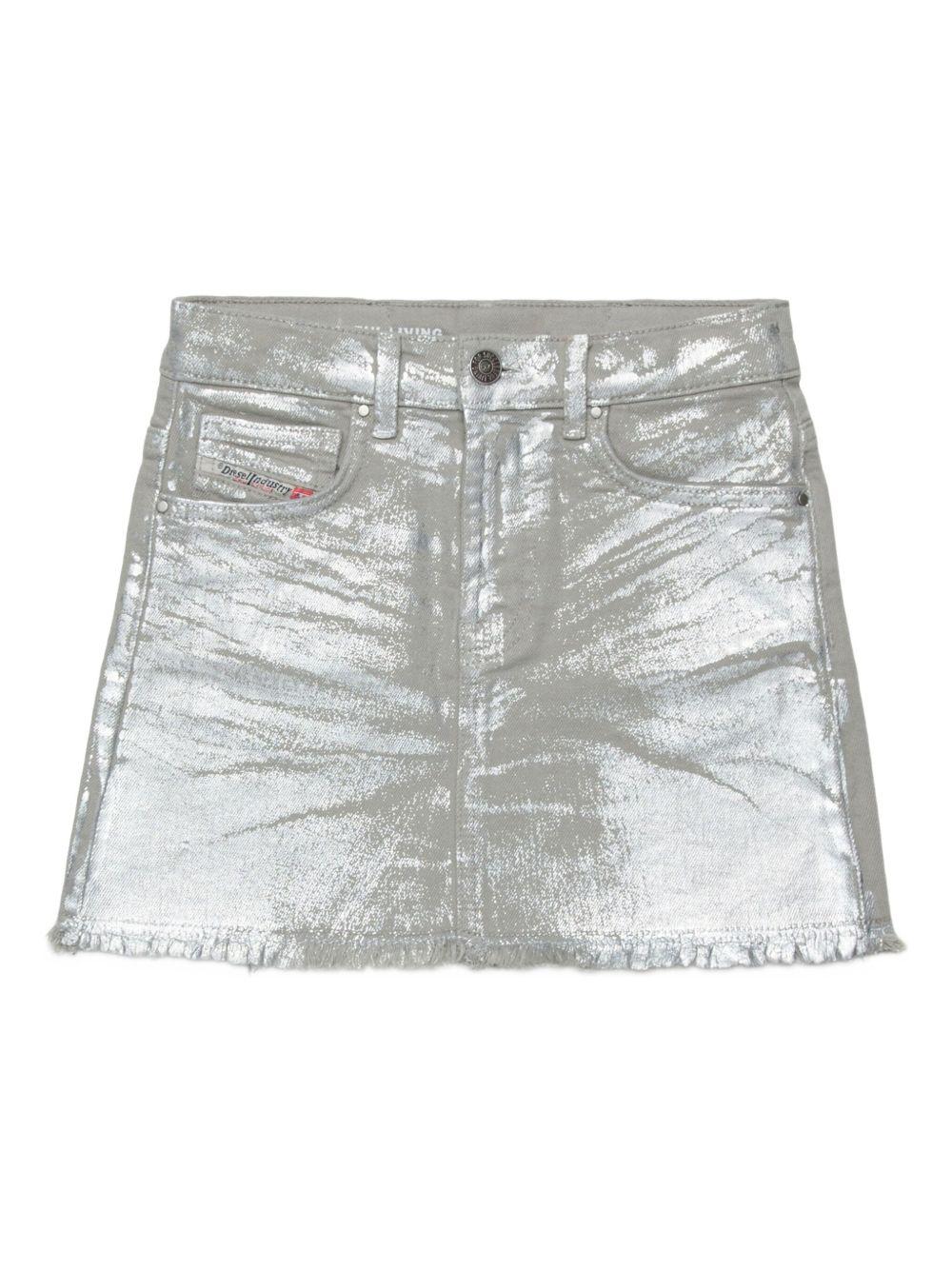 Gonna in denim laminato argento J02550KXBRQ K917 DIESEL KIDS 