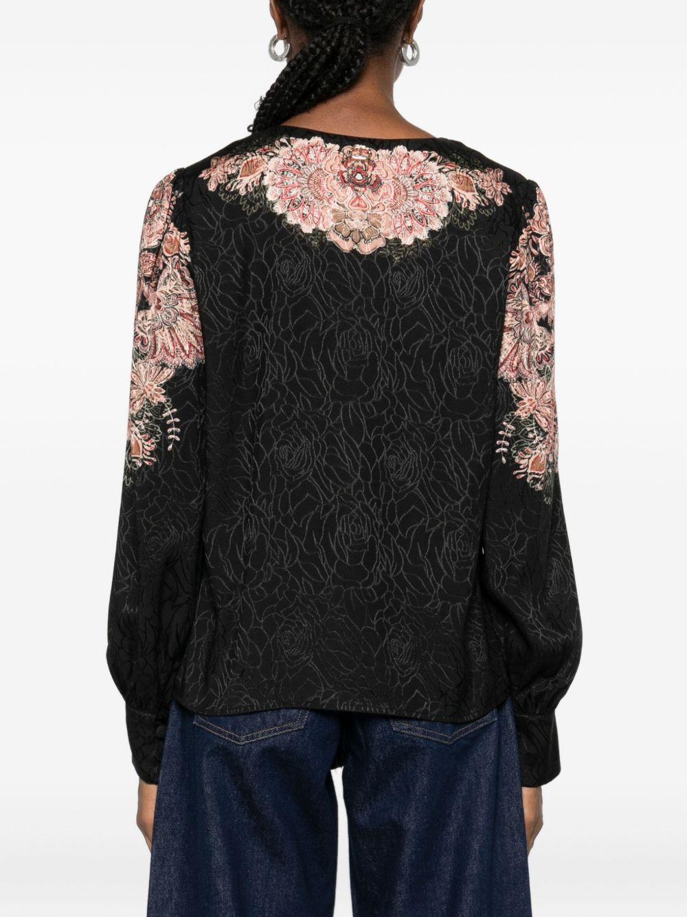 Camicia nero ruggine a fiori con scollo a V 252TP2046 12742 TWINSET 