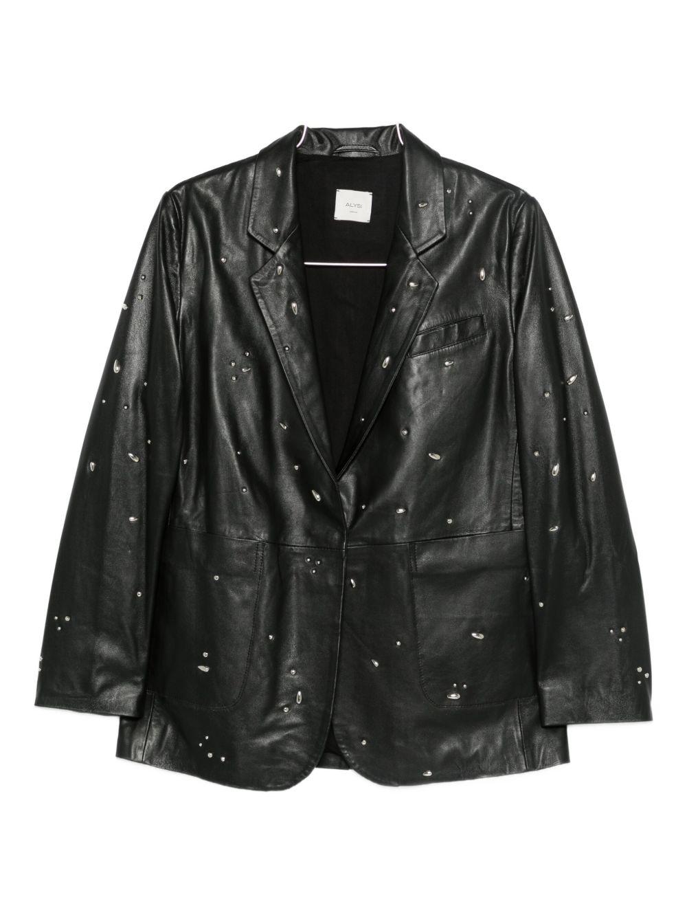 Giacca Nera in Pelle con Revers Classici 265802A5003 NE ALYSI 