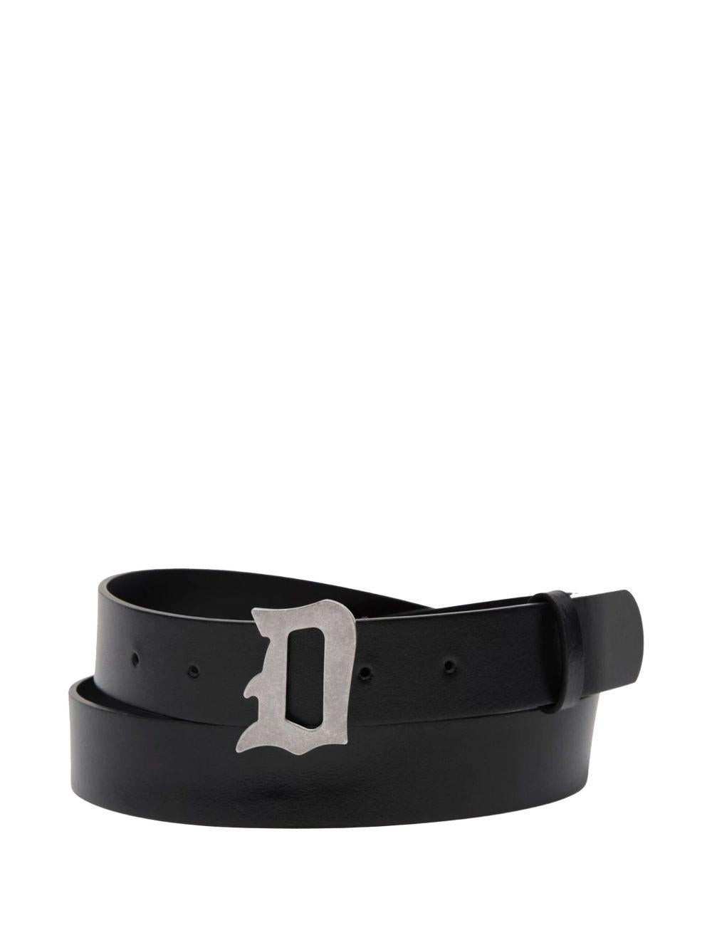 Cintura in pelle nera fibbia logata XC259PL0507UXXXDU 999 DONDUP 