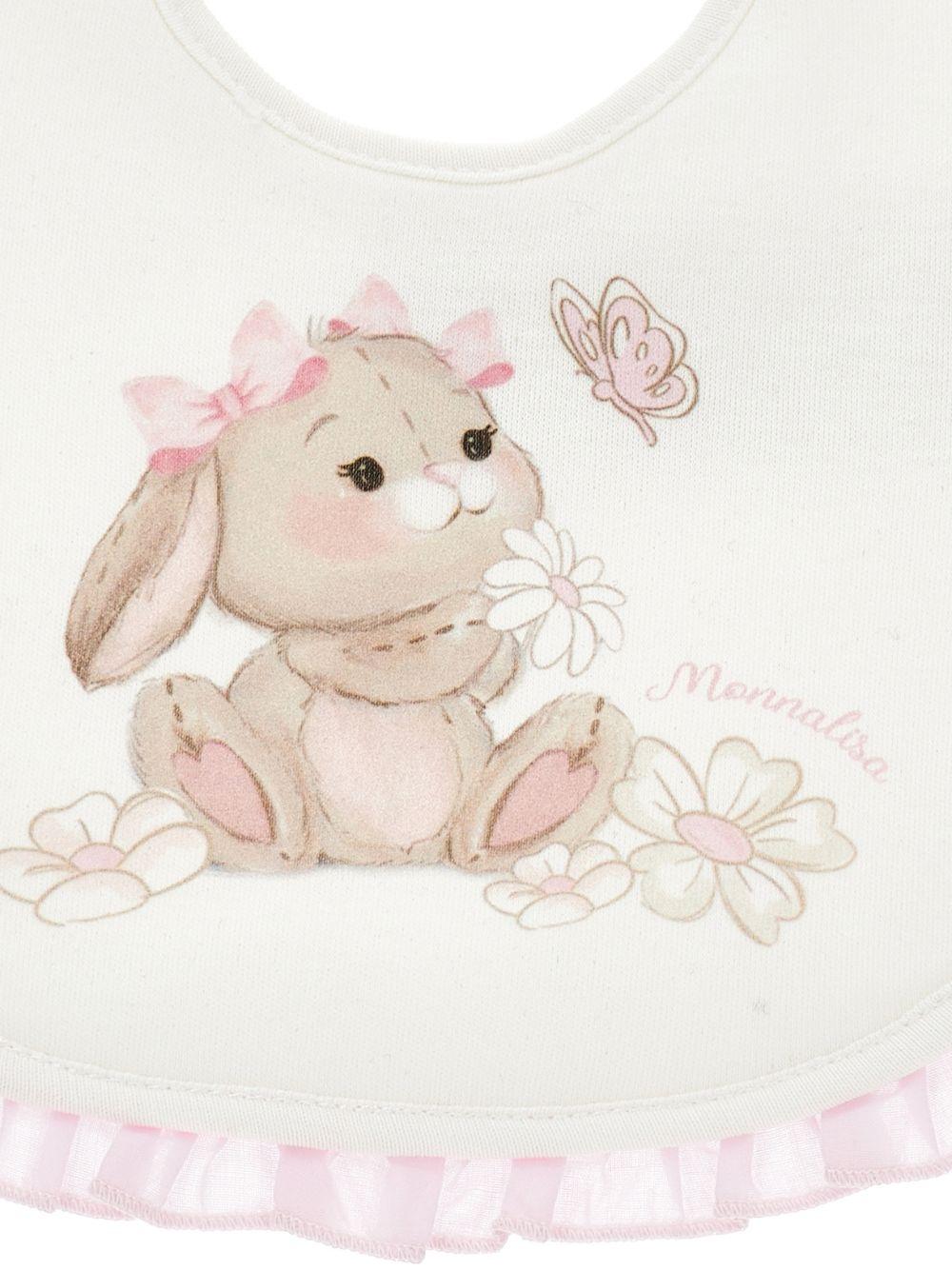 Bavaglio con stampa coniglietto e bordi rosa 35G0097000 0001 MONNALISA KIDS 