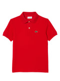 Red polo shirt with embroidered logo