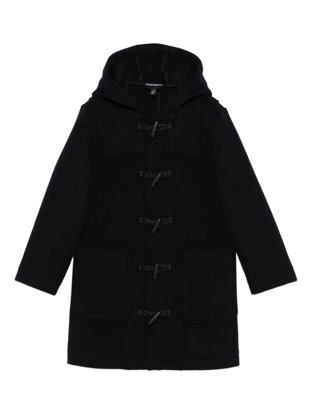Cappotto nero con chiusura a levetta EB000493AF16038 UB118 EMPORIO ARMANI KIDS 