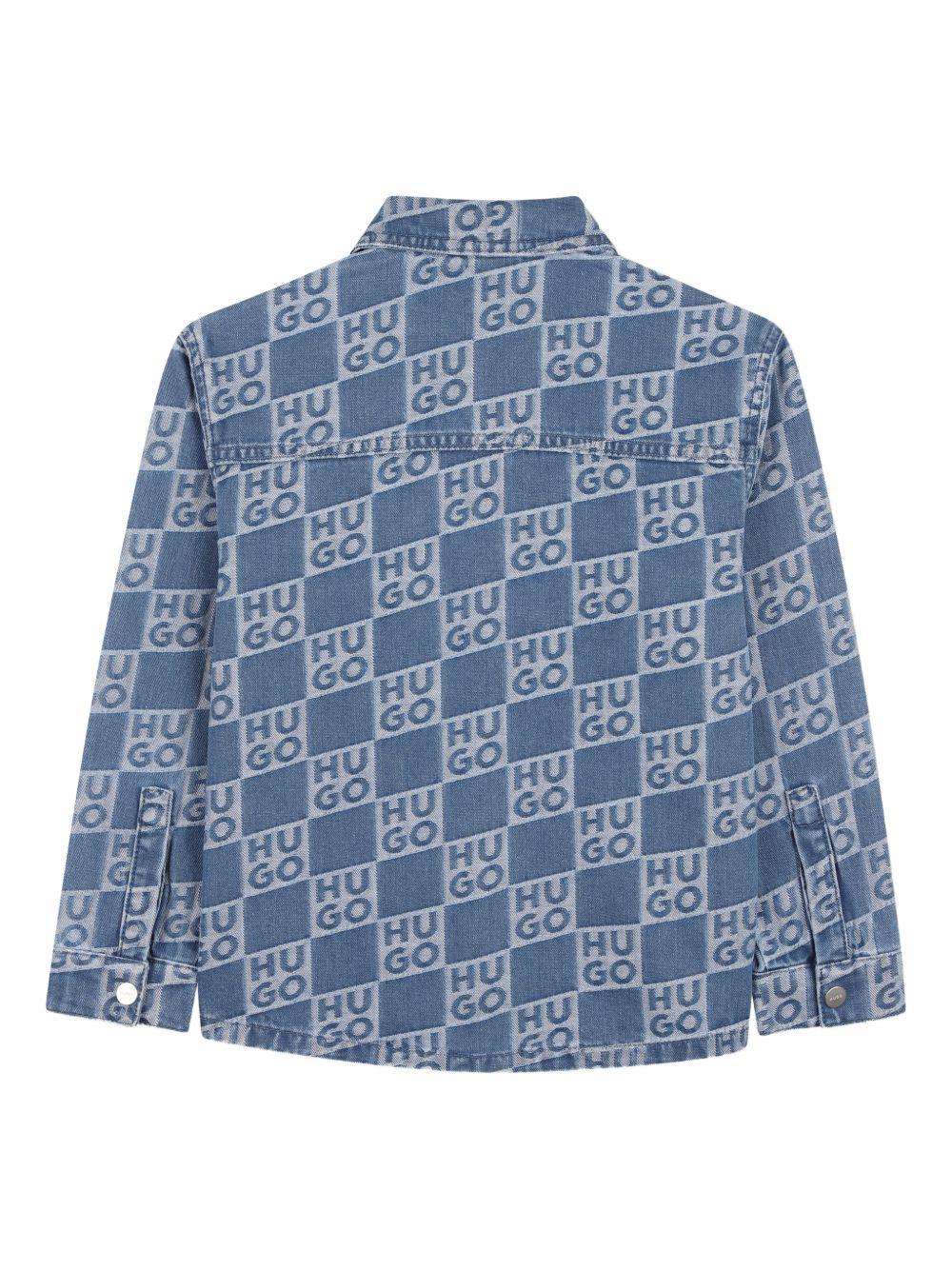 Camicia in denim con stampa logo G01004 Z25 HUGO KIDS 