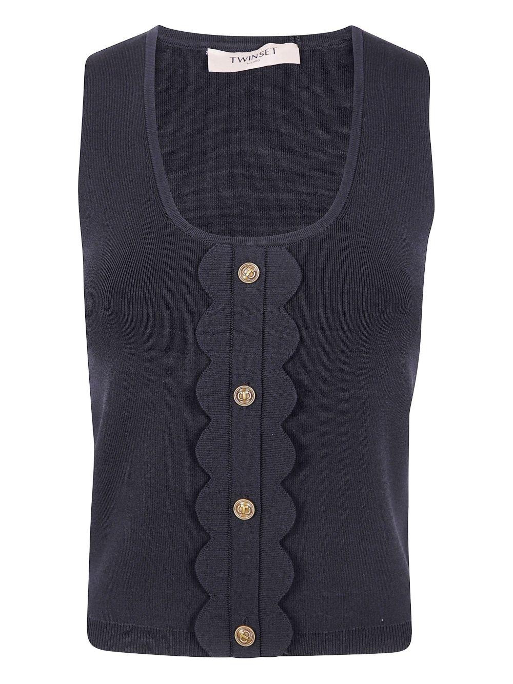 Top Senza Maniche con Dettagli a Smerlo 252TP3202 00006 TWINSET 