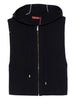 Midnight blue ribbed knit jacket with hood 
