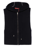 Giacca blu notte in maglia a coste con cappuccio