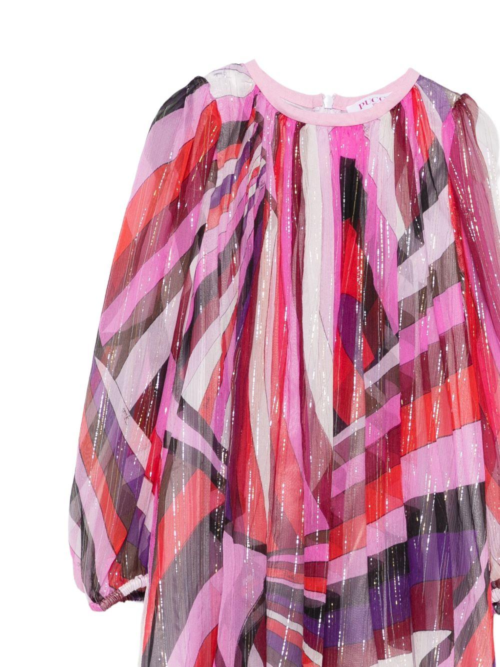 Abito a Maniche Lunghe con Stampa Orchid PX1A90K0255 513RO EMILIO PUCCI KIDS 