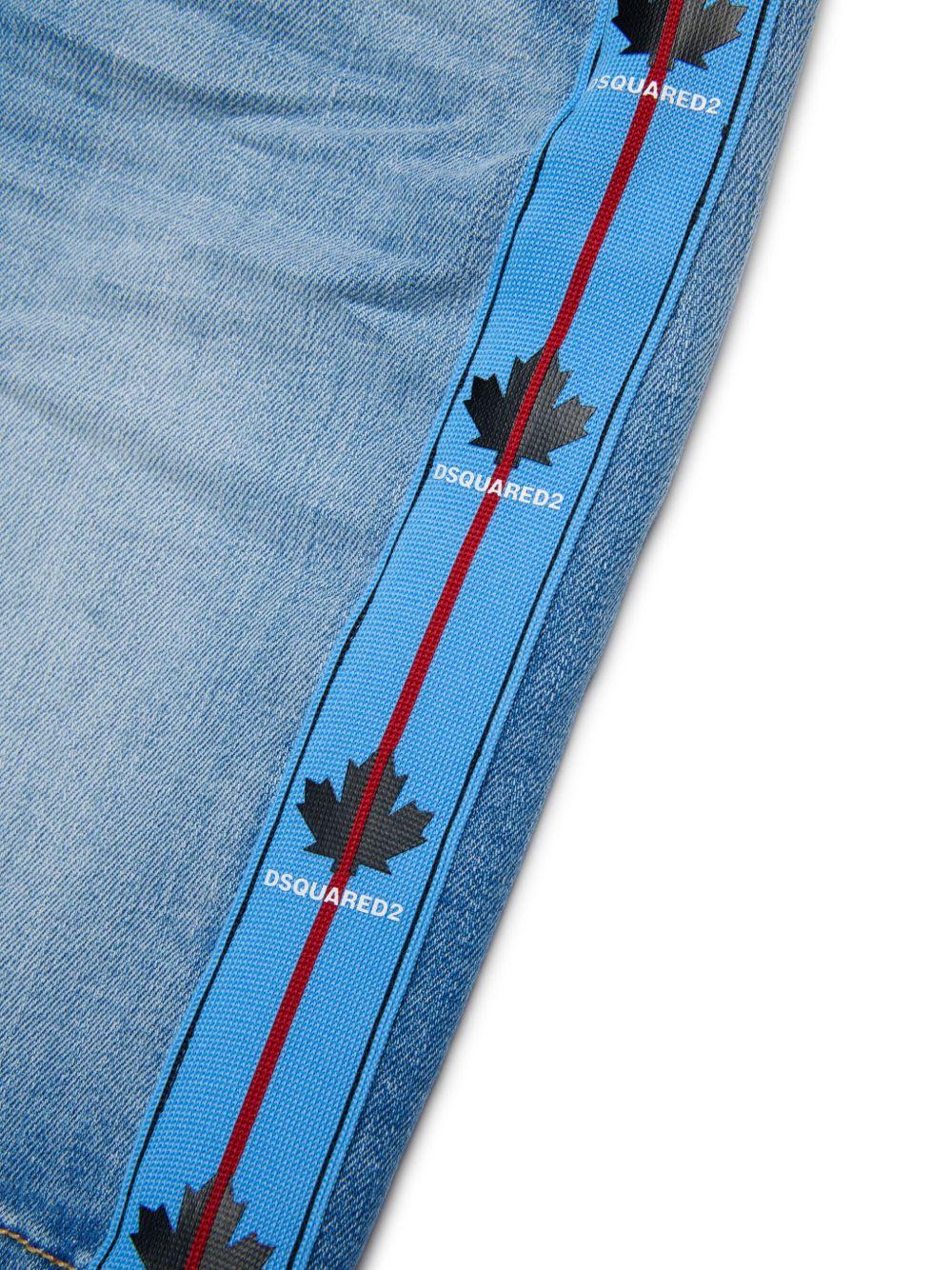 Bermuda in denim con bande laterali
