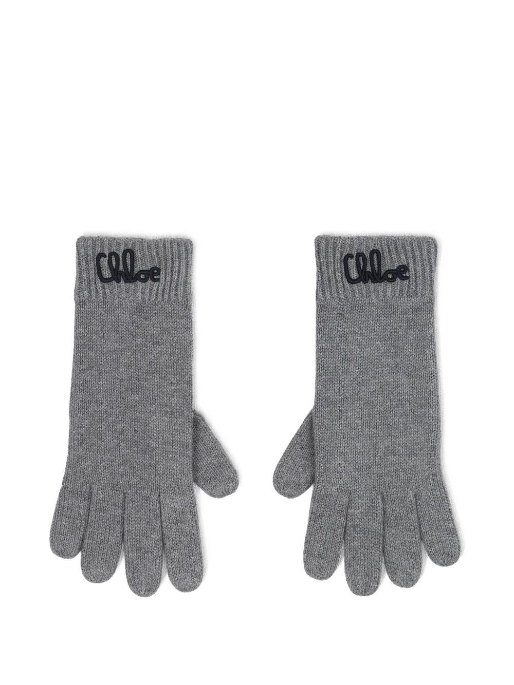 Guanti con Logo Ricamato e Polsini a Coste C20690 A46 CHLOE KIDS 