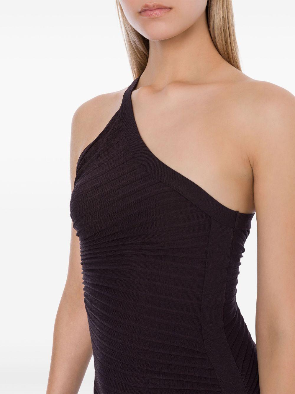 Abito monospalla marrone plissè - Preludio Moda
