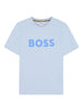 T-shirt celeste logo lettering