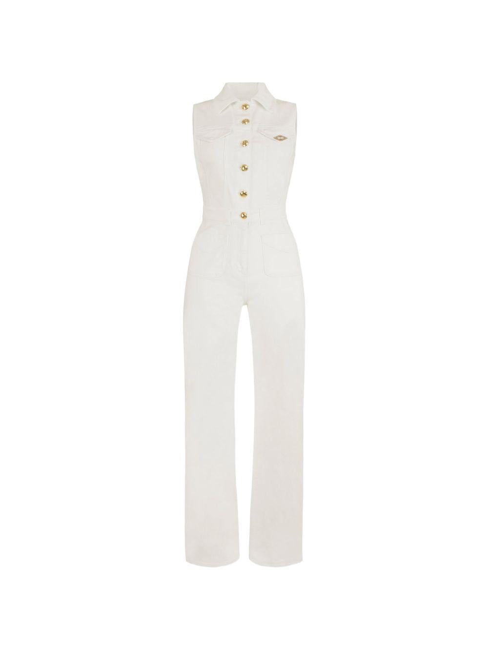 Jumpsuit in cotone avorio con bottoni dorati TJ45N61E2 360 ELISABETTA FRANCHI 