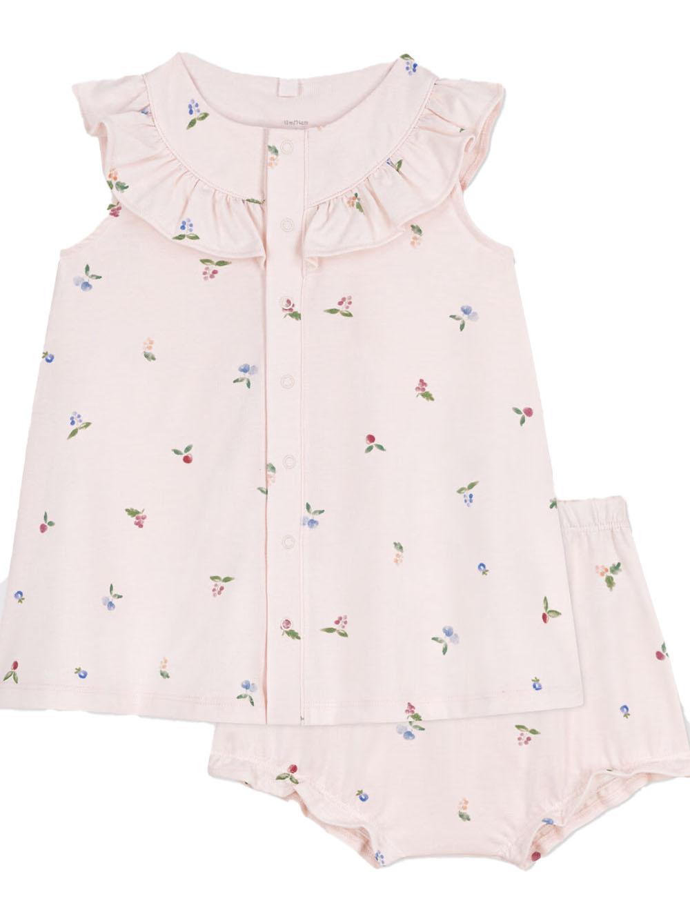 Completo rosa con ricami floreali (2pz)