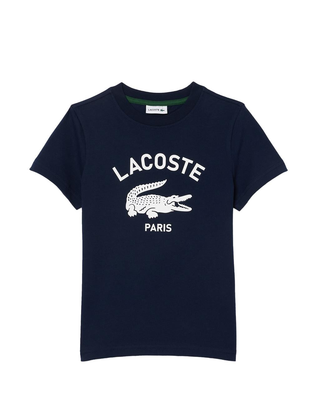T-shirt blu stampa frontale logo TJ3003 166 LACOSTE KIDS 