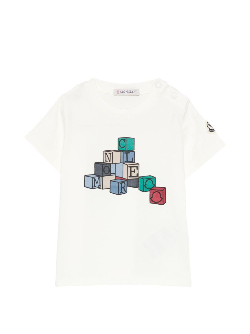 T-shirt in cotone con stampa cubi colorati L19518C0000389AUM 034 MONCLER KIDS 