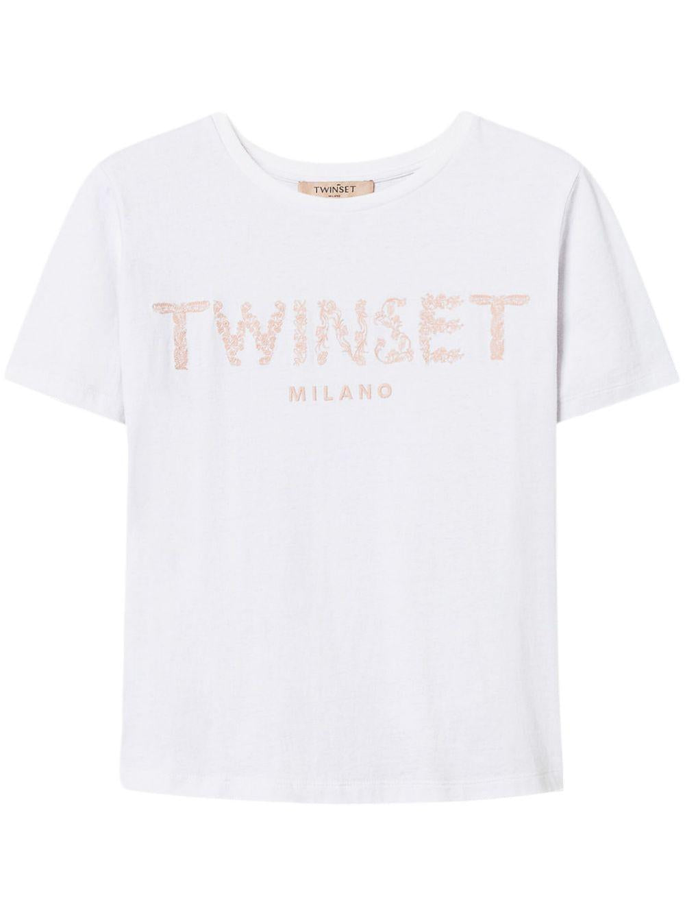 T-shirt bianca logo stampa