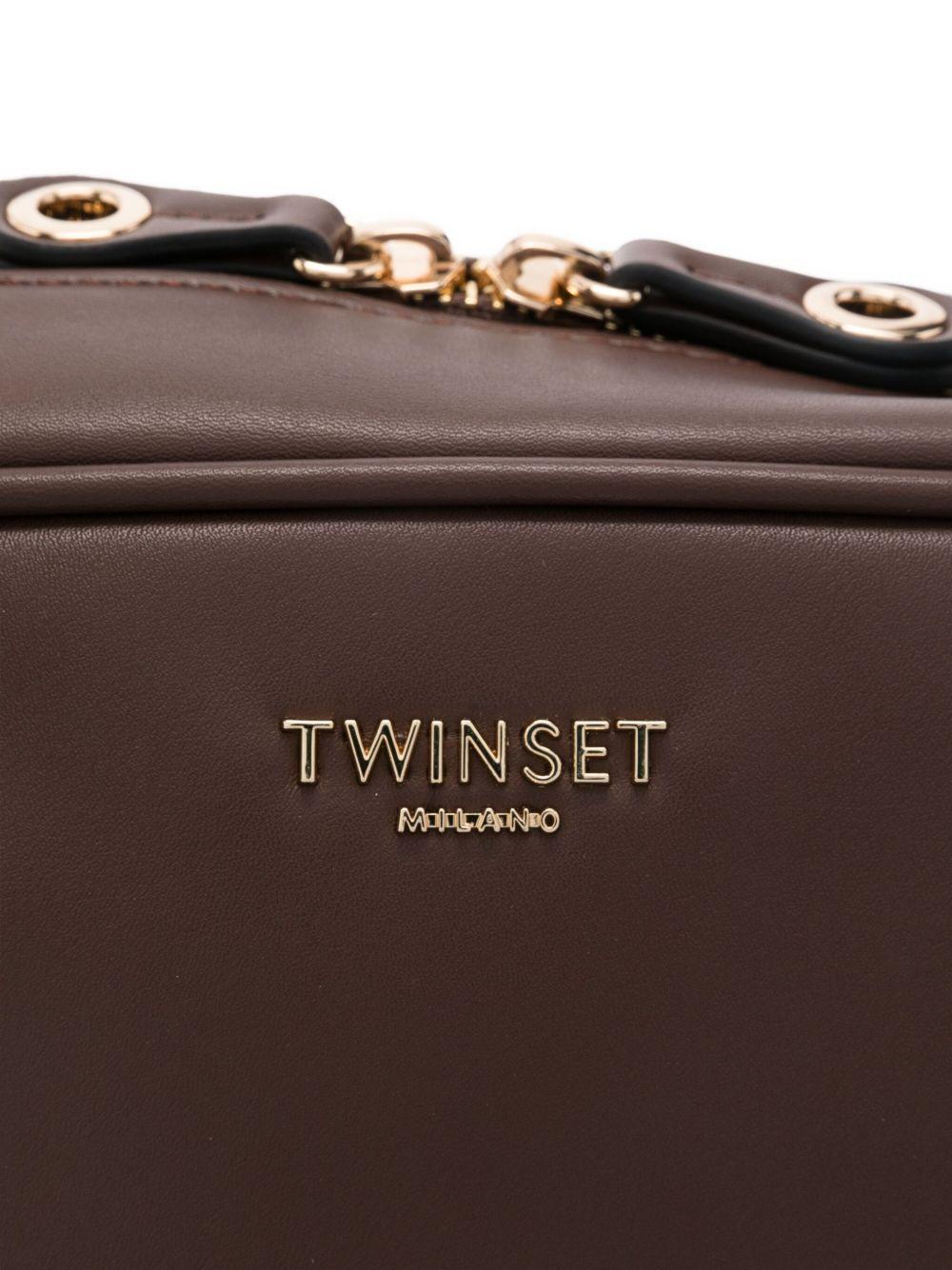 Borsa tote cioccolato con manici e zip 252TD8062 11054 TWINSET 