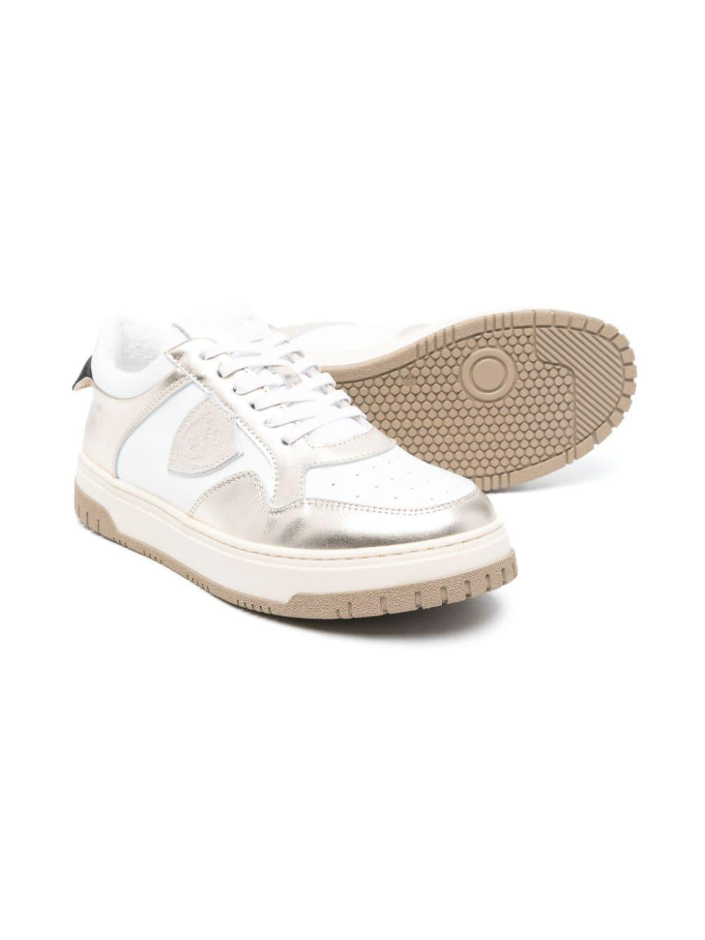 Sneakers bianco/oro finitura laminata