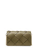 Borsa a tracolla Jet Set media in pelle intrecciata cverde oliva