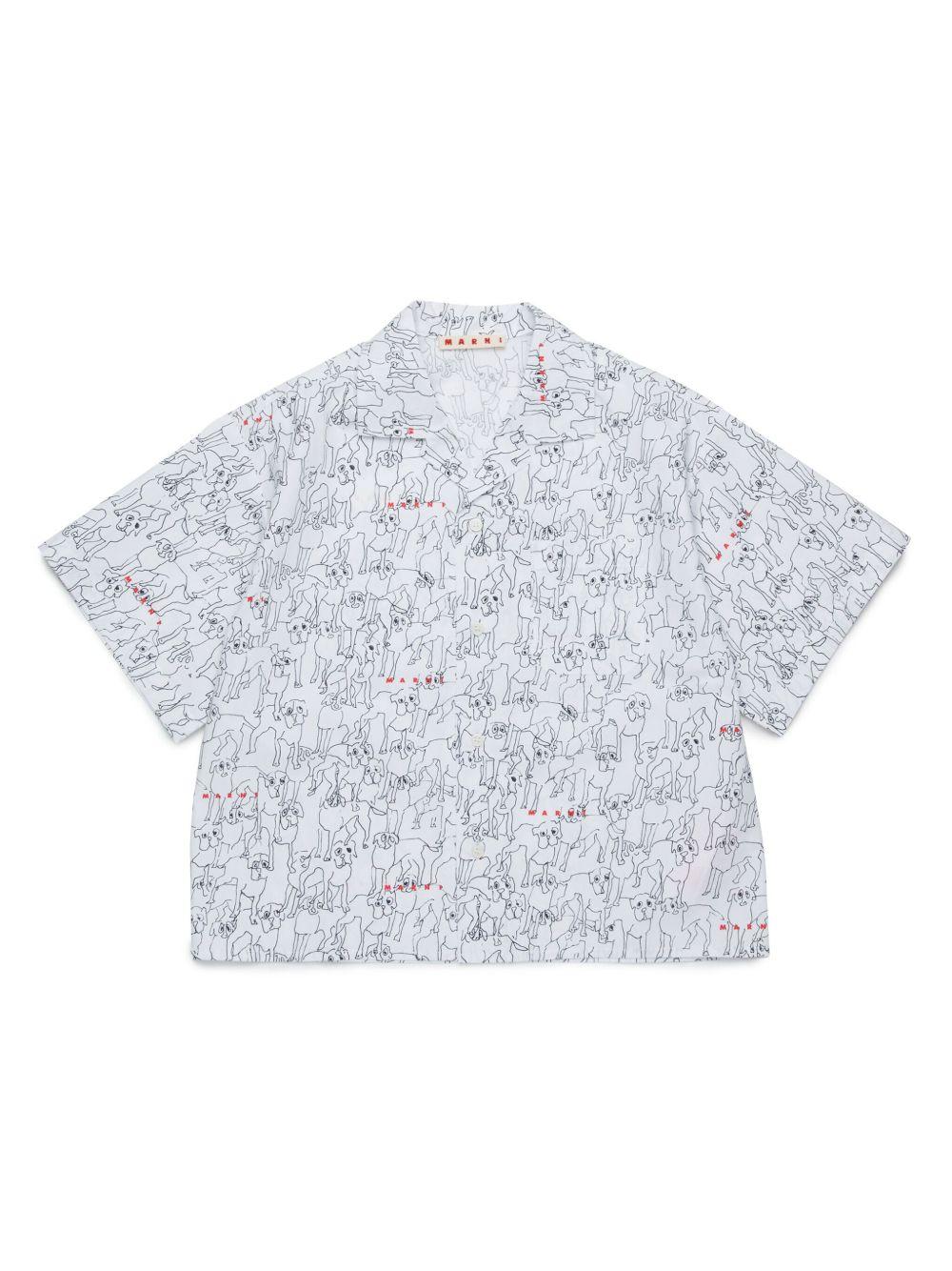 Camicia bianca con fantasia all-over