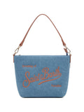 Borsa a spalla in denim con scritta