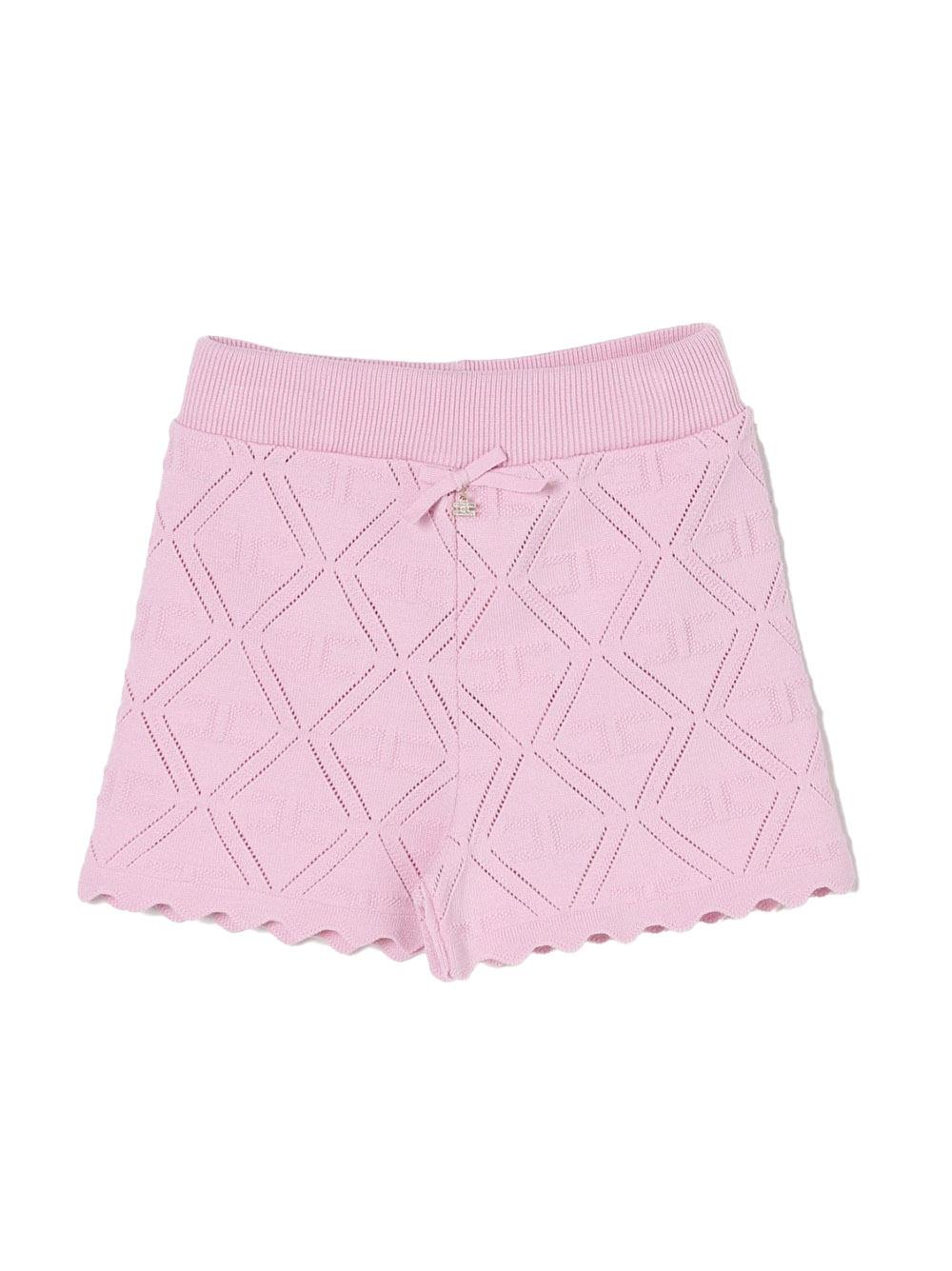 Short in maglia logo all-over rosa