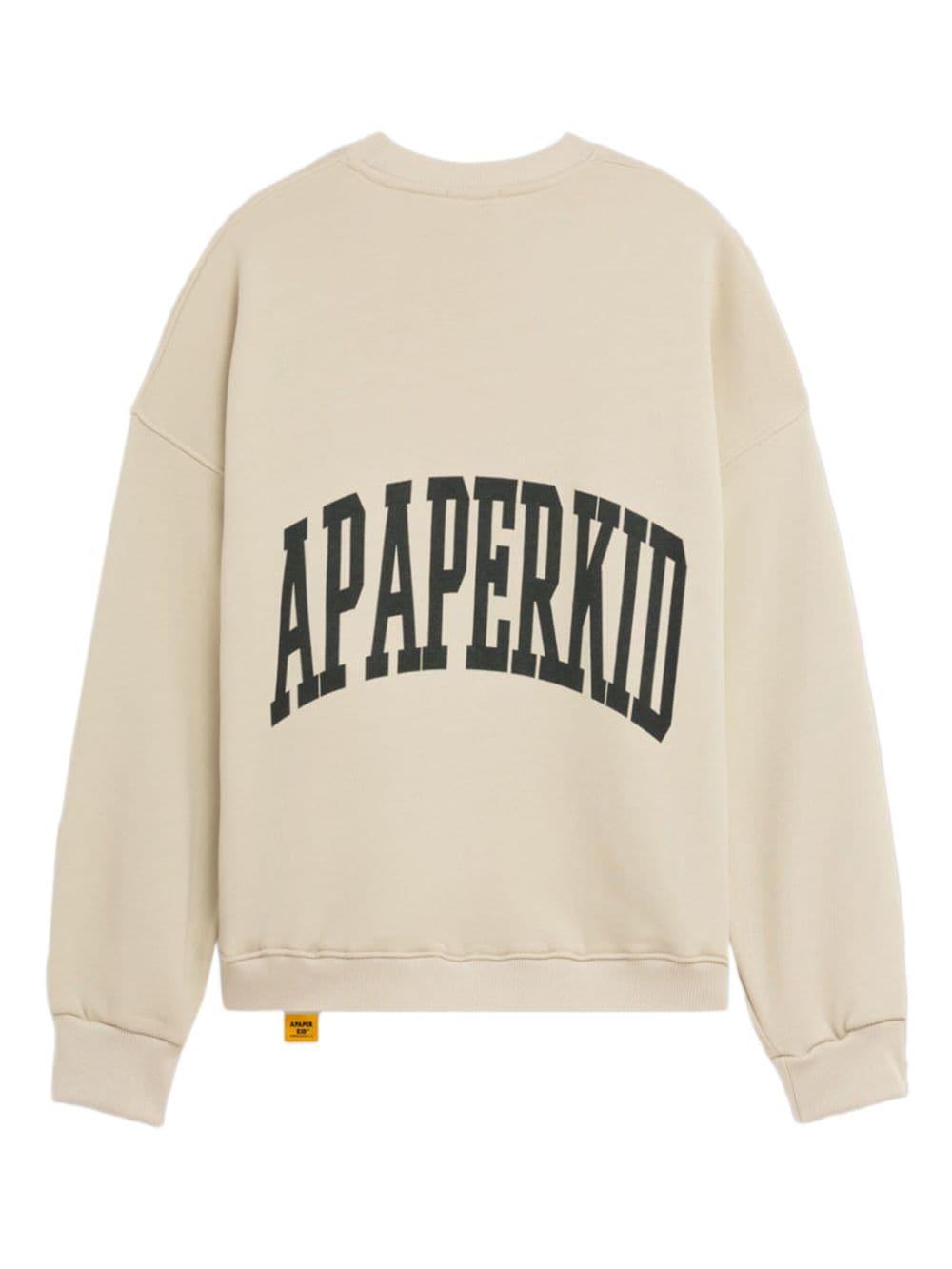 Felpa crema big logo lettering retro F4PKUASW011 013 A PAPER KID 