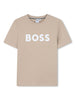 T-shirt beige logo petto
