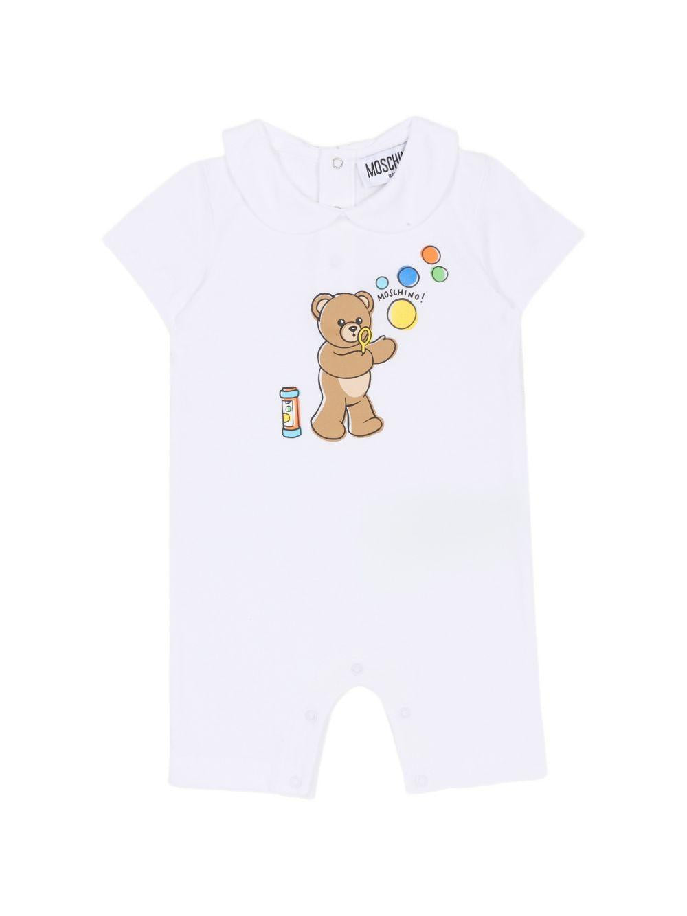 Tutina con stampa orsetto MUT04MLAA03 10101 MOSCHINO KIDS 