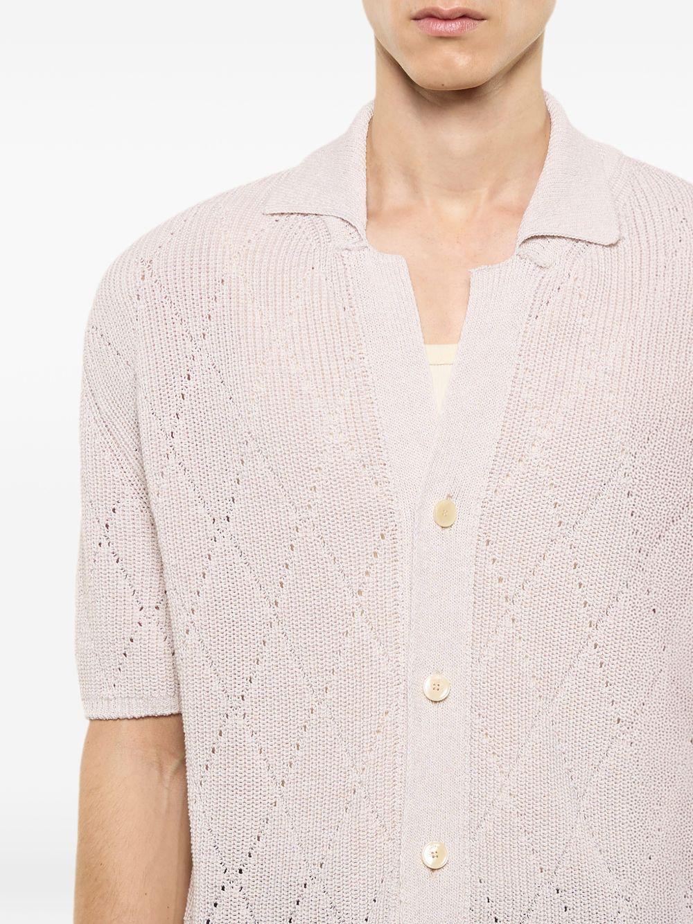 Camicia a maniche corte in maglia con lavorazione traforata S6LAMAKS105 015 LANEUS 
