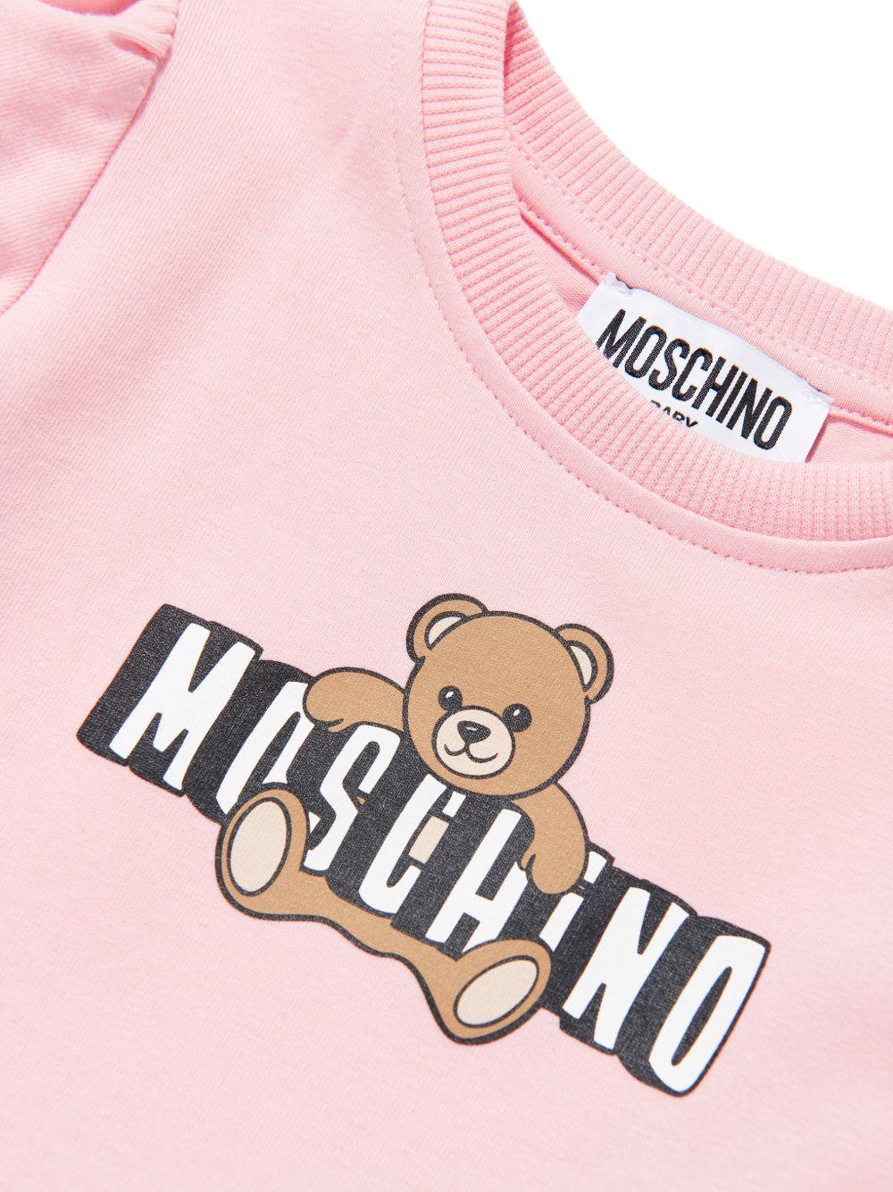 Abito con logo orsetto e maniche a sbuffo MAV0C7LBA00 50209 MOSCHINO KIDS 