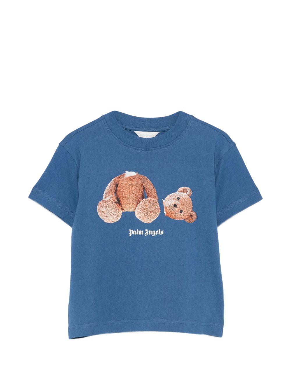 T-shirt con stampa orso PBAA003S26JER001 060 PALM ANGELS KIDS 