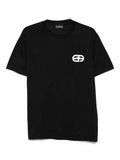 Black T-shirt with logo patch and crew neck
