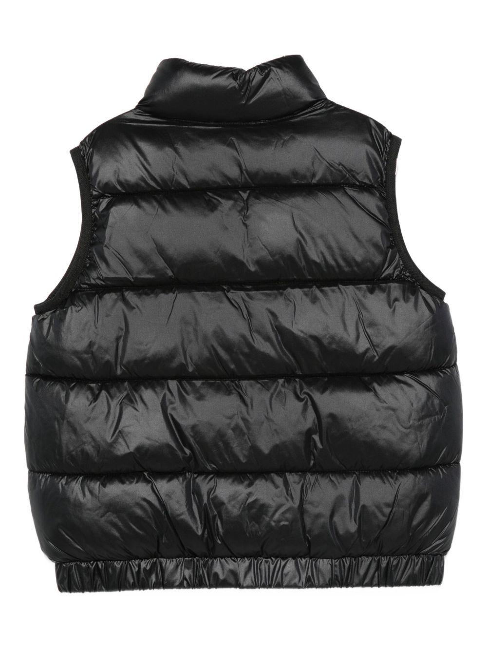 Gilet trapuntato nero con logo HQS02KL3A32 60100 MOSCHINO KIDS 