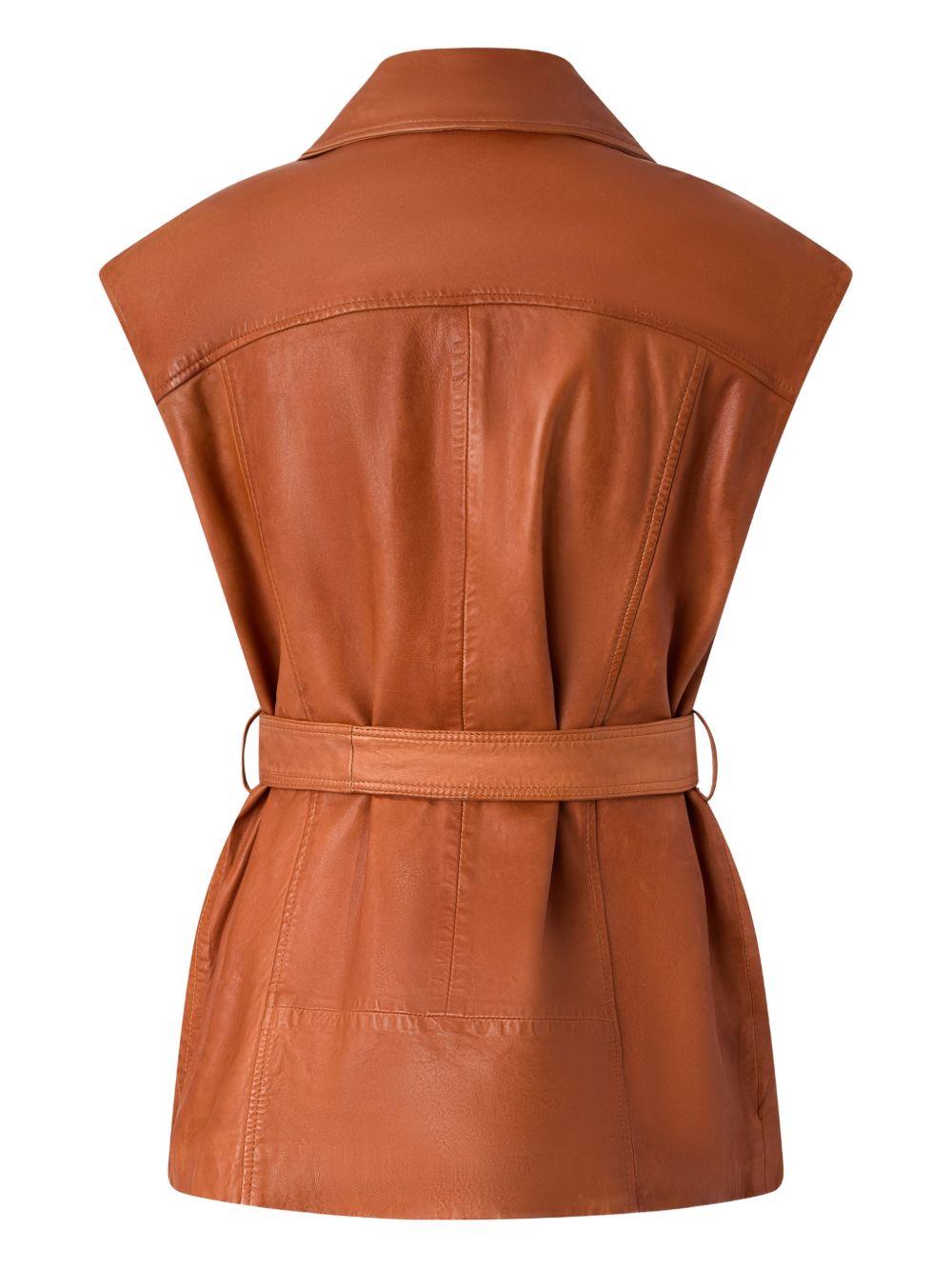 Gilet in pelle con cintura e zip 106232A31X L38 PINKO 