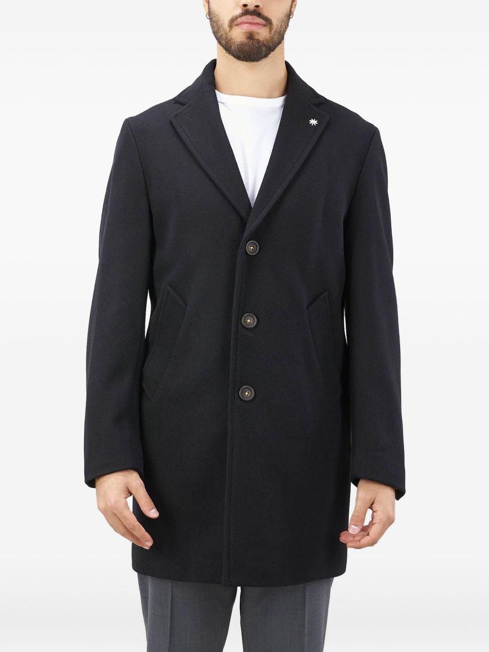Cappotto Monopetto Nero con Tasche a Filetto 3732C4448C243792 99 MANUEL RITZ 