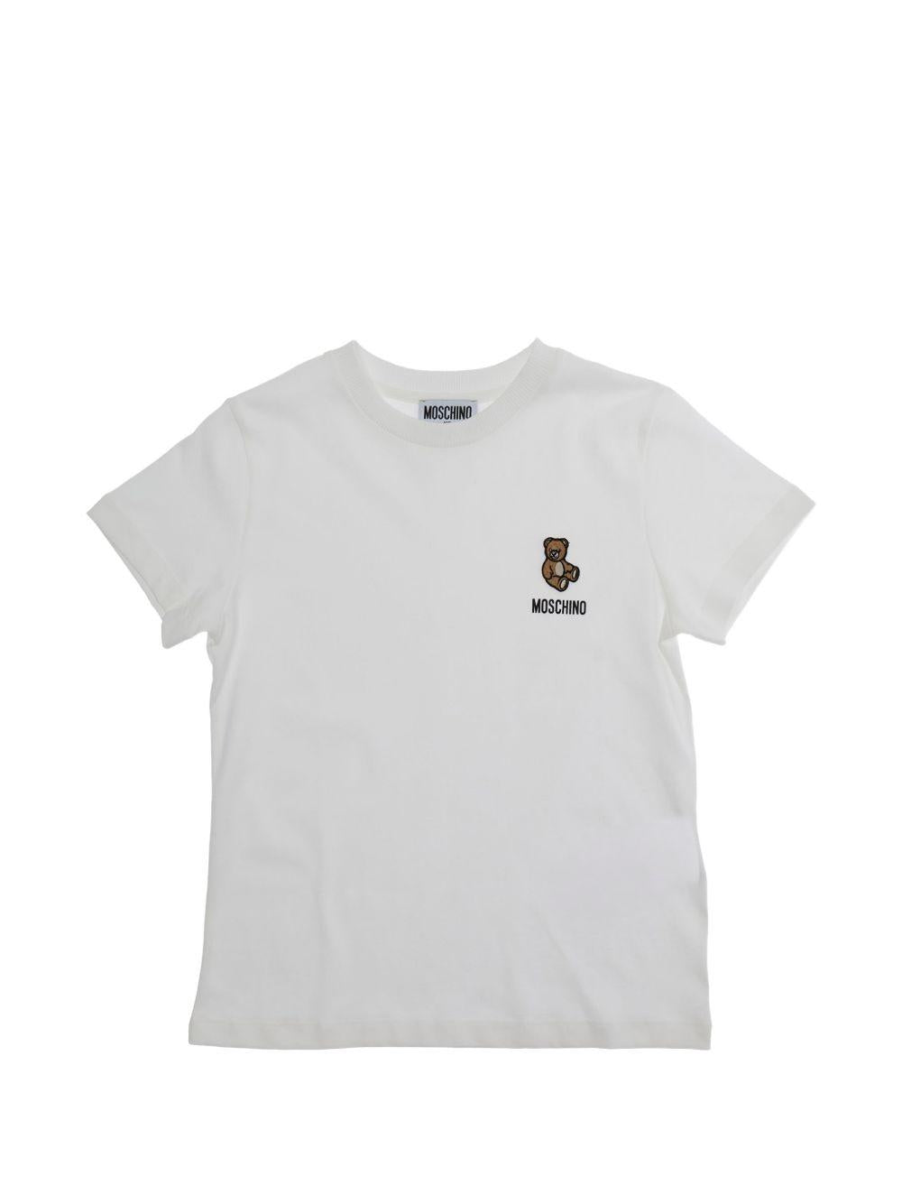 T-shirt con logo orsetto HUM05TLAA02 10063 MOSCHINO KIDS 