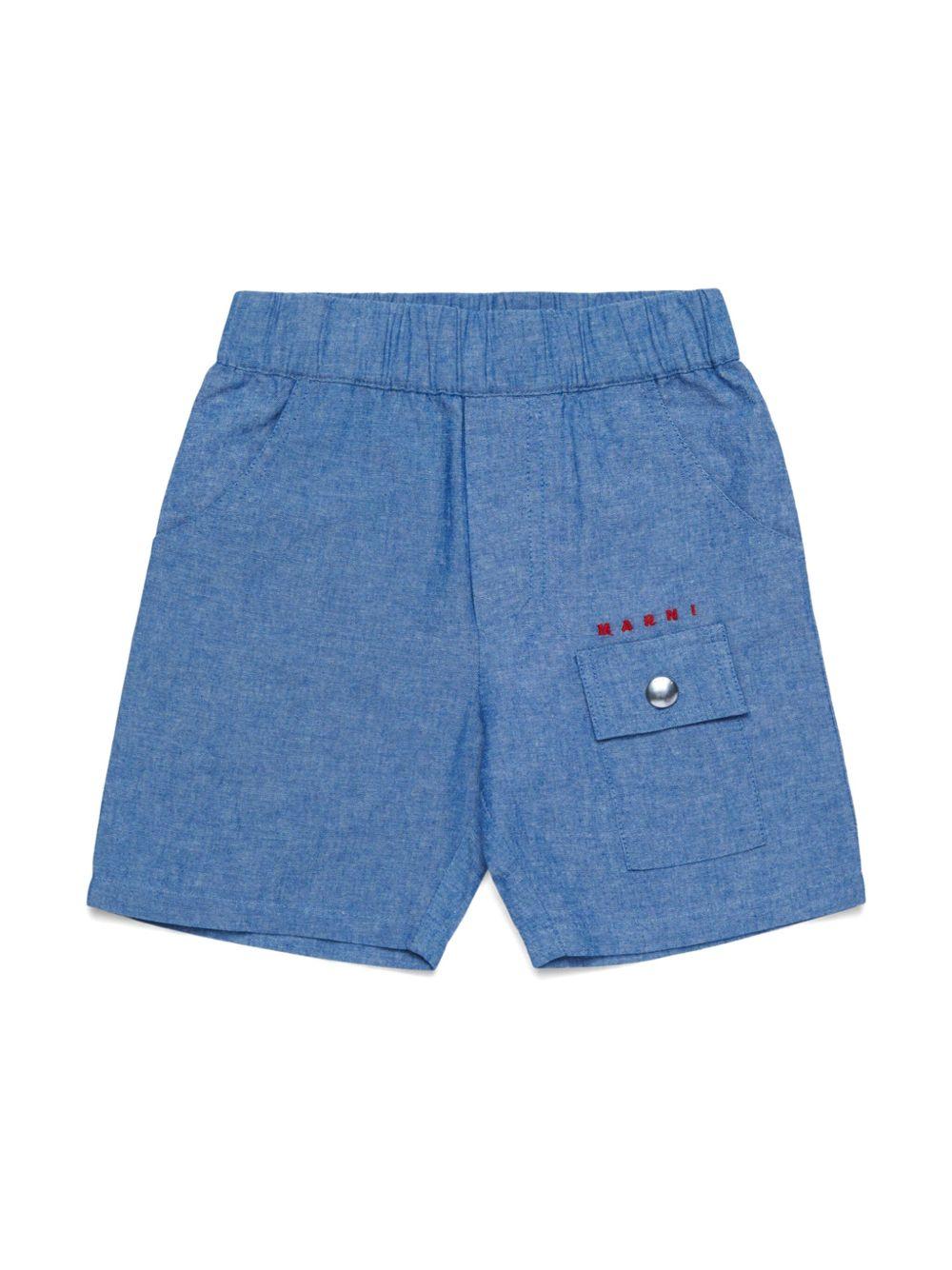 Bermuda effetto denim mini logo neonato