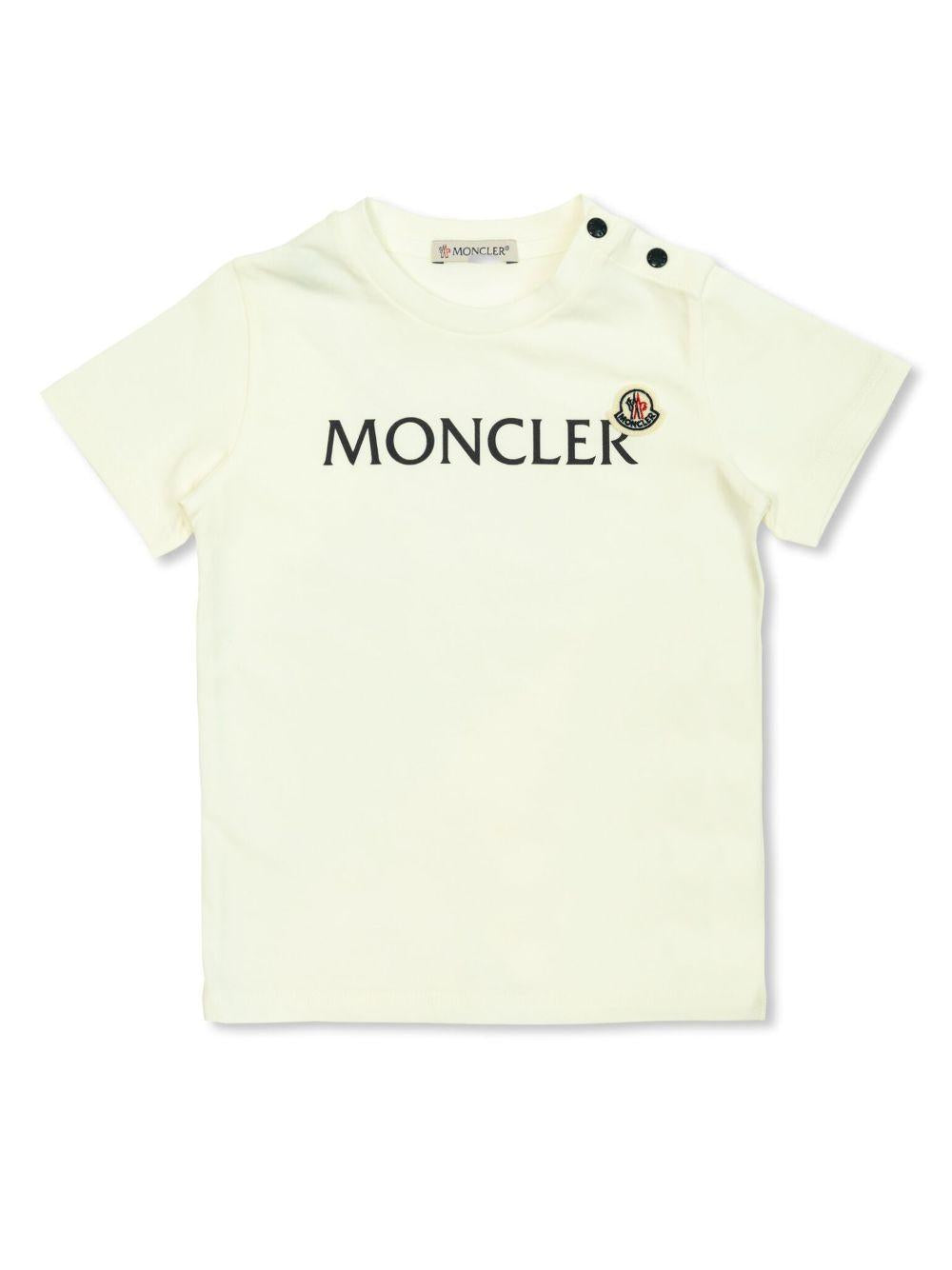 La t-shirt bianca neonato logo ricamo 9518C000078790N 034 MONCLER KIDS 