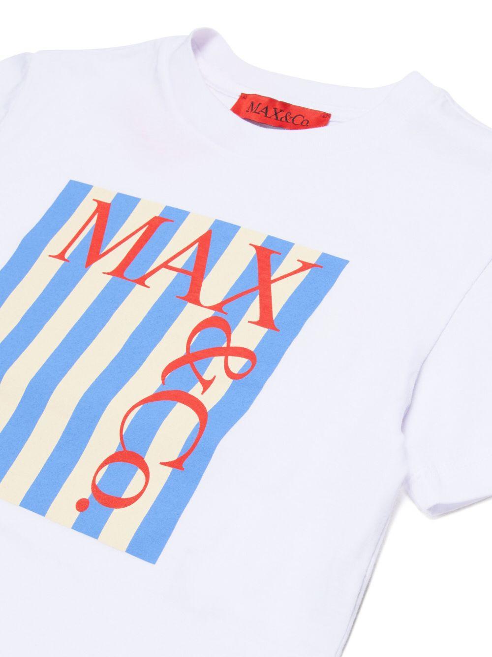 T-shirt in cotone con logo e pannello a righe MX0287MX057 MX100 MAX&CO. KIDS 