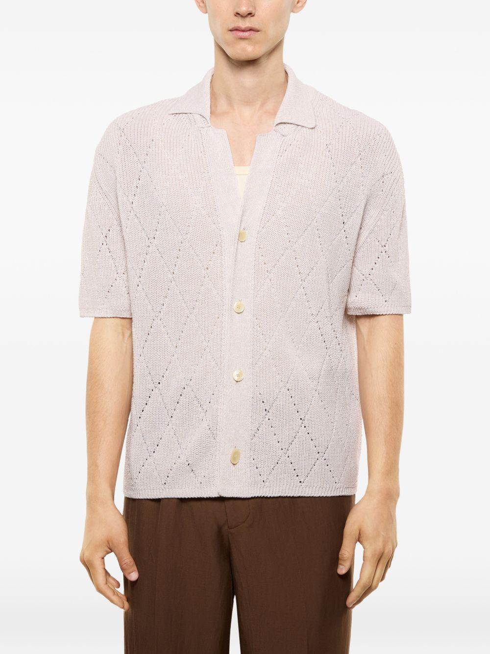 Camicia a maniche corte in maglia con lavorazione traforata S6LAMAKS105 015 LANEUS 