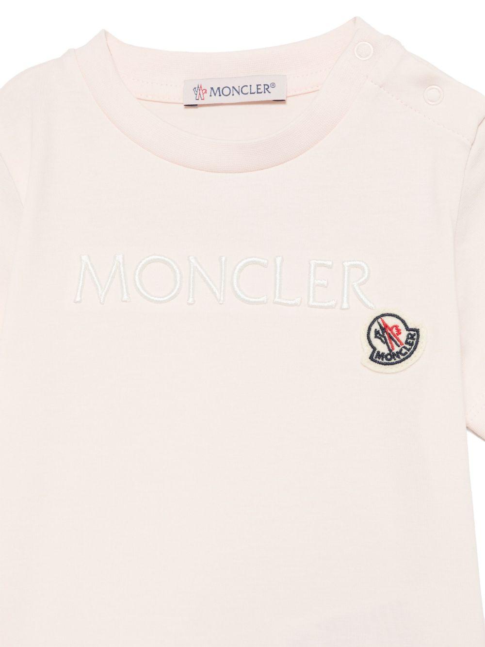 T-shirt rosa neonata logo ricamo 9518C0000689AUM 529 MONCLER KIDS 