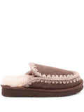 Slippers marrone con dettaglio all'uncinetto