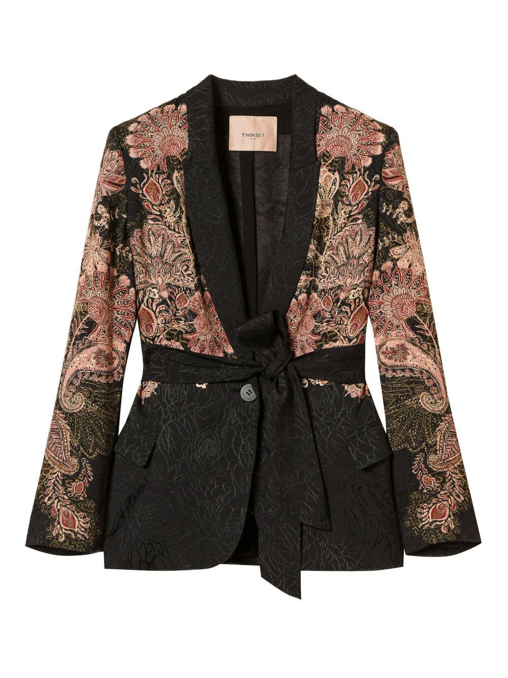 Blazer Nero con Stampa Paisley e Cintura in Vita 252TP2040 12742 TWINSET 