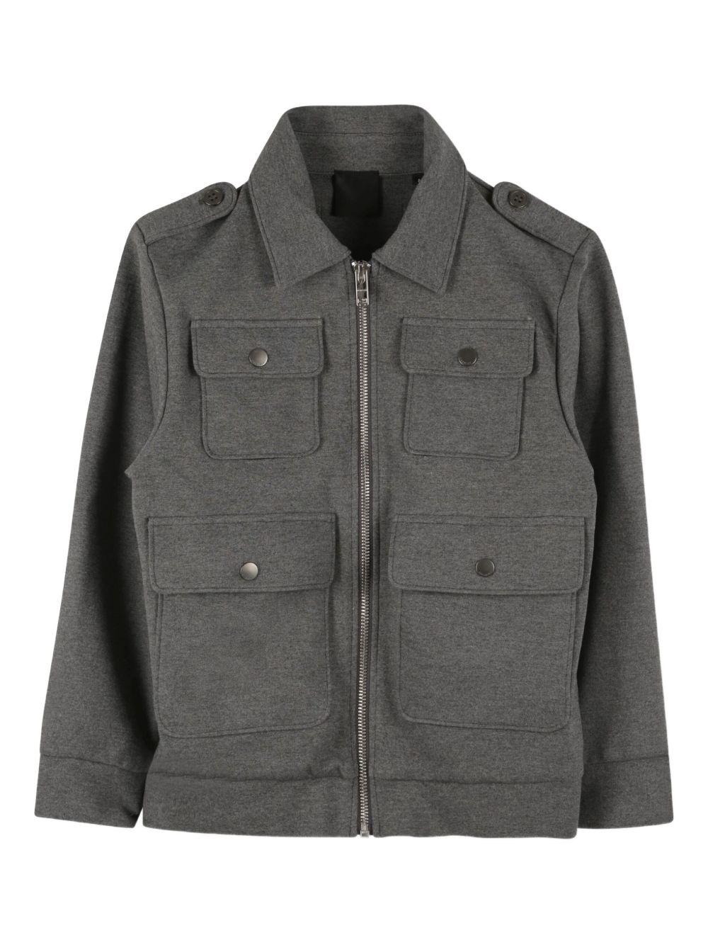 Giacca Stile Militare con Zip e Tasche Frontali H30950 A83 GIVENCHY KIDS 