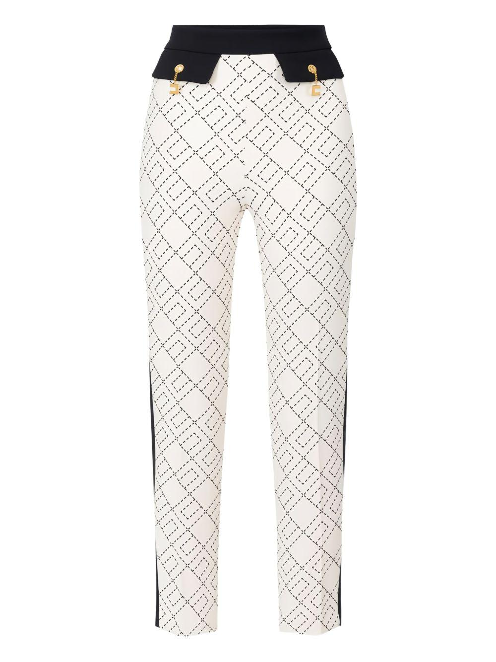 Pantaloni Neri e Latte con Stampa Logo e Dettagli Oro PAS0156E2 EF1 ELISABETTA FRANCHI 